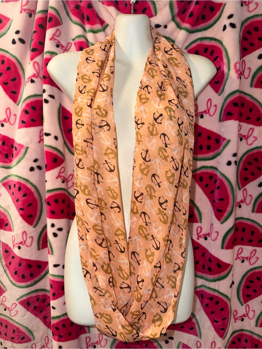 🧡 Anchor Print Infinity Scarf - Picture 4 of 4